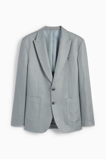 Hommes - Veste de costume en lin - slim fit - vert / gris