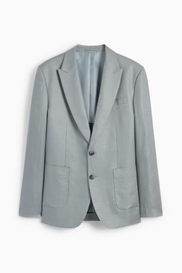 Uomo - Giacca coordinabile di lino - slim fit - verde / grigio