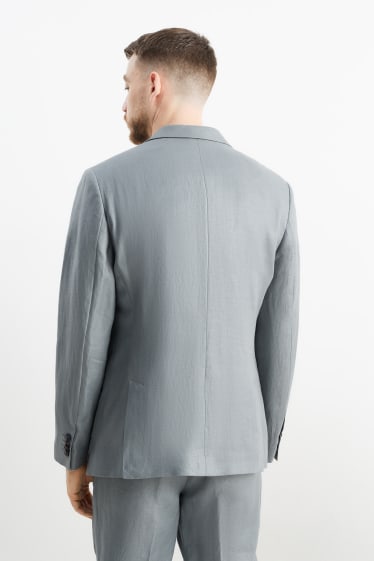 Uomo - Giacca coordinabile di lino - slim fit - verde / grigio