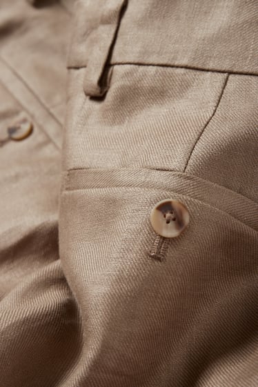 Mężczyźni - Lniane spodnie modułowe - slim fit - beżowy