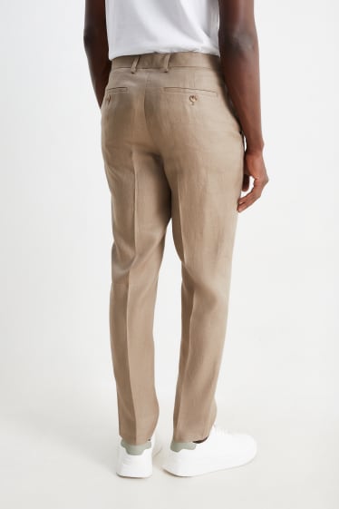 Hommes - Pantalon de costume en lin - slim fit - beige