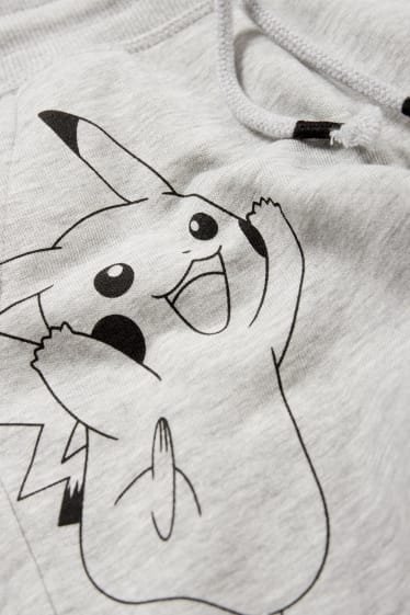 Dzieci - Pokemony - komplet - koszulka z krótkim rękawem i szorty dresowe - 2 części - jasnoszary-melanż