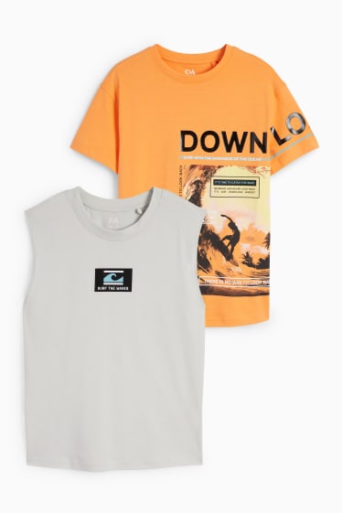 Children - Multipack of 2 - surfer - top and short sleeve T-shirt - orange