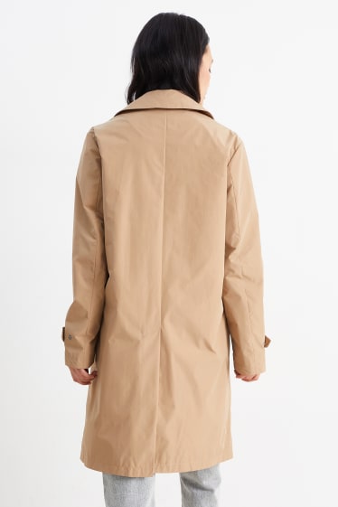 Women - Trench coat with hood - light beige