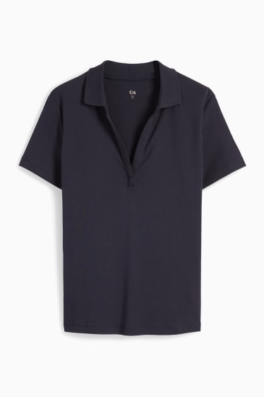 Damen - Basic-Poloshirt - dunkelblau