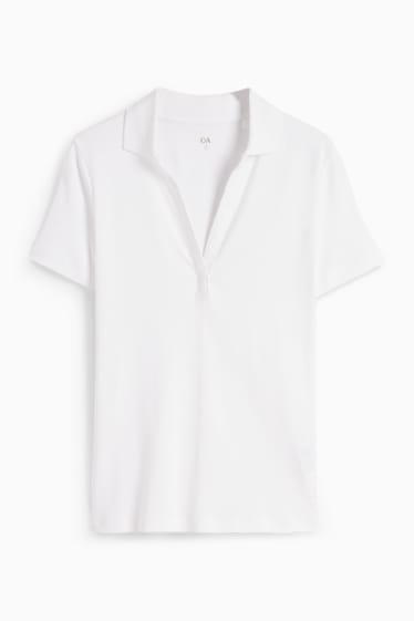 Damen - Basic-Poloshirt - weiß