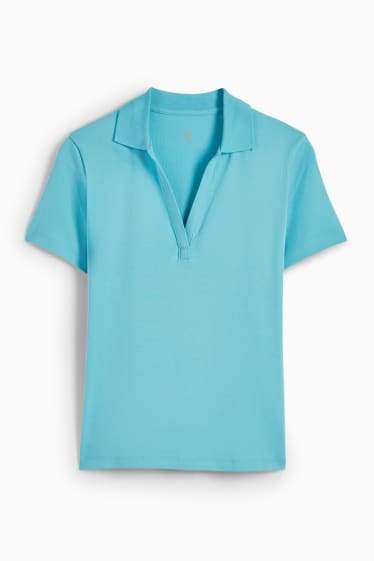 Women - Basic polo shirt - turquoise