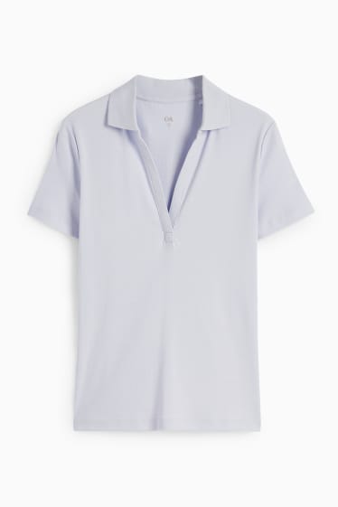 Women - Basic polo shirt - light blue
