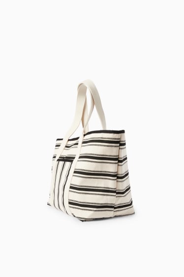 Kobiety - Torba shopper - w paski - czarny