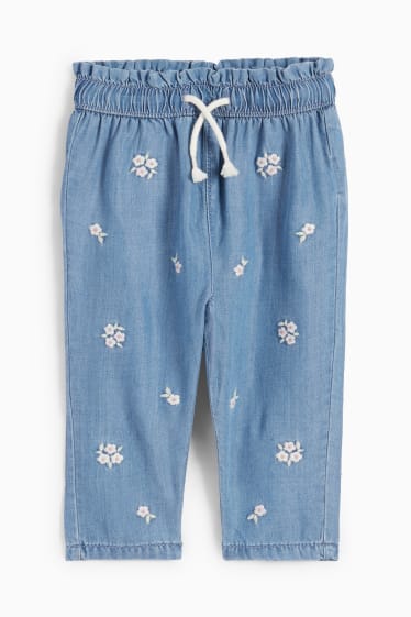 Miminka - Květinové motivy - džíny pro miminka - modrá