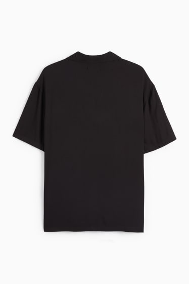 Bărbați - Cămașă - relaxed fit - guler cu rever - negru