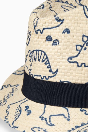 Neonati - Dinosauri - cappello di paglia per neonati - beige chiaro