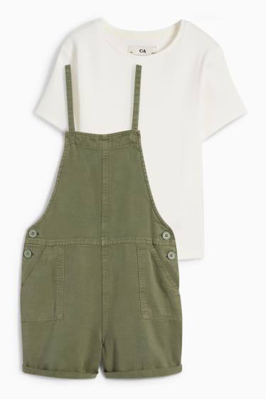 Nen/a - Conjunt - samarreta de màniga curta i pantalons de peto - 2 peces - verd