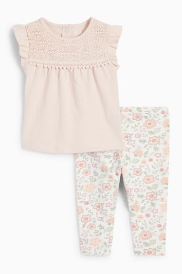 Babys - Baby-Outfit - 2 teilig - geblümt - rosa