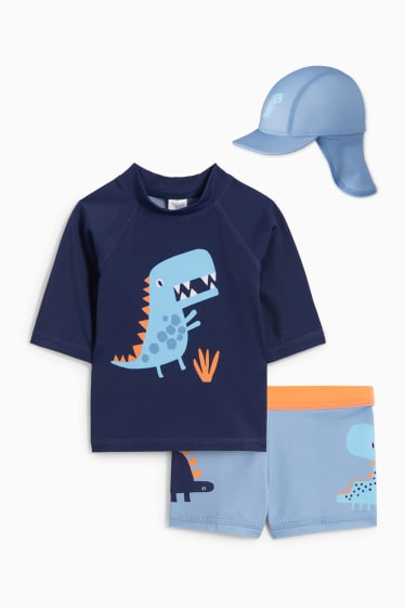 Bebeluși - Dinozauri - compleu de baie cu protecție UV bebeluși - LYCRA® XTRA LIFE™ - albastru închis