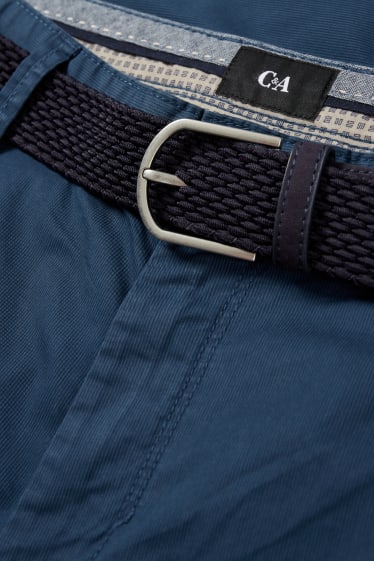 Hombre - Bermuda cargo con cinturón - azul