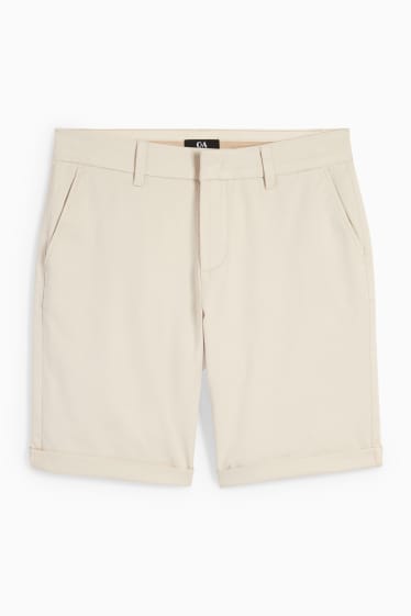 Women - Basic Bermuda shorts - mid-rise waist - light beige