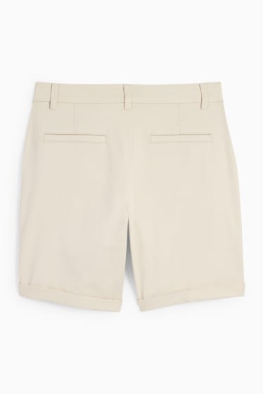 Women - Basic Bermuda shorts - mid-rise waist - light beige