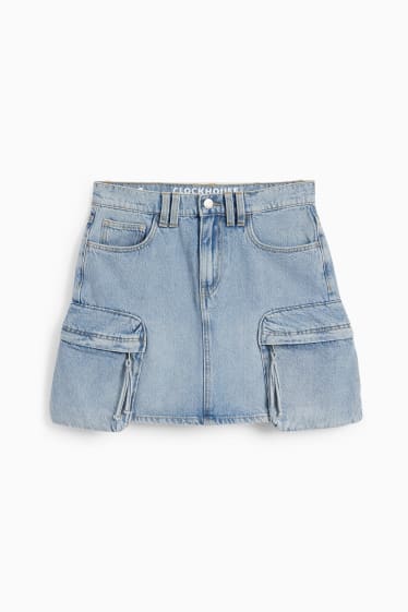 Dámské - CLOCKHOUSE - džínová cargo sukně - džíny - světle modré