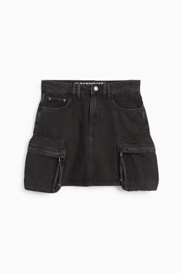 Damen - Jeans-Cargo-Rock - dunkeljeansgrau
