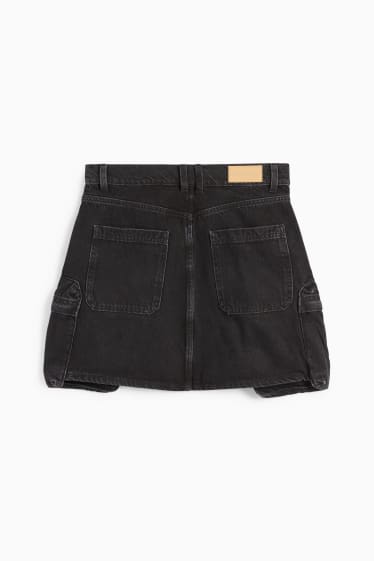 Damen - Jeans-Cargo-Rock - dunkeljeansgrau