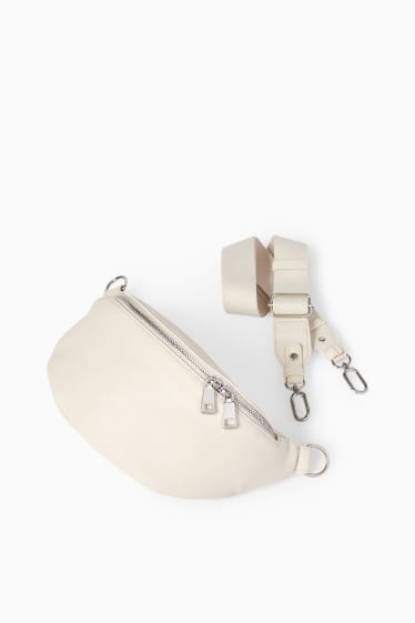 Damen - Umhängetasche mit abnehmbarem Taschengurt - Lederimitat - hellbeige