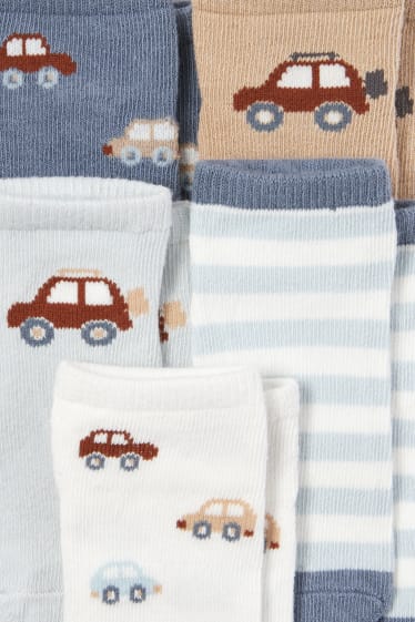 Bébés - Lot de 5 paires - auto - socquettes pour bébé à motif - bleu clair