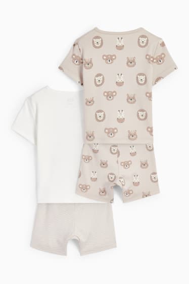 Babys - Multipack 2er - Tiere - Baby-Pyjama - 4 teilig - cremeweiß
