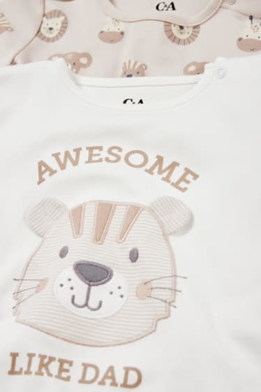 Neonati - Confezione da 2 - animali - pigiama per neonati - 4 pezzi - bianco crema