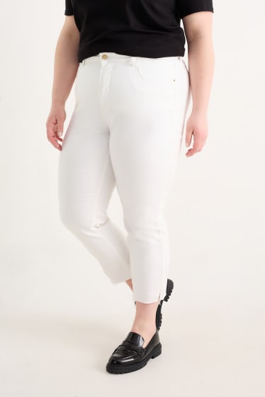 Dámské - Straight jeans - high waist - krémově bílá