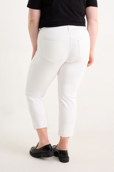 Dámské - Straight jeans - high waist - krémově bílá