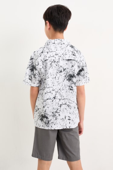 Children - Inkblot - short sleeve T-shirt and shirt - 2 piece - white / black