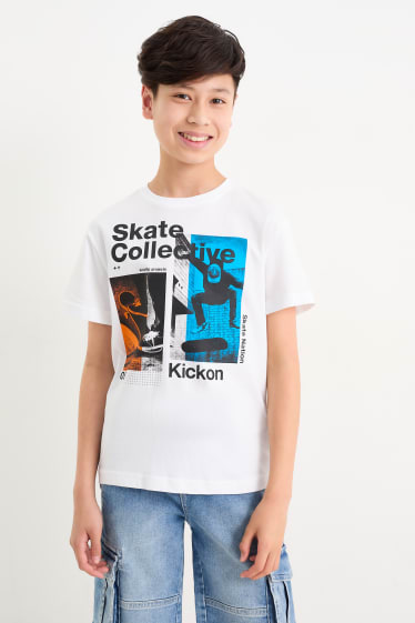 Niños - Skater - conjunto - camiseta y camisa vaquera - 2 piezas - vaqueros - azul