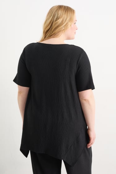 Dames - T-shirt - met structuur - zwart