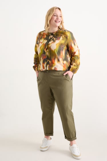 Kobiety - Spodnie materiałowe - średni stan - tapered fit - ciemnozielony