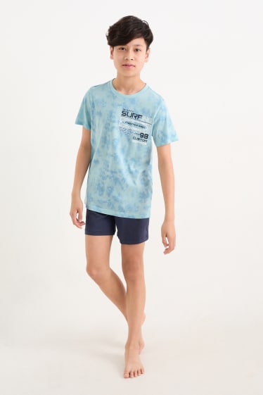 Kinder - Surfer - Shorty-Pyjama - 2 teilig - blau