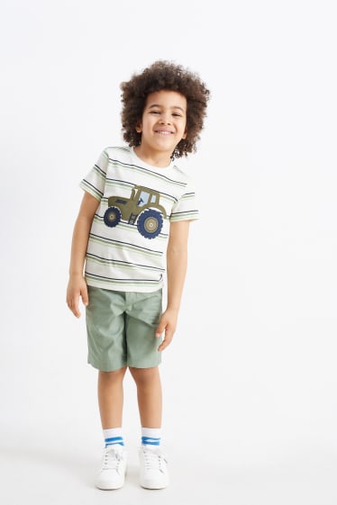 Children Boys - Tractor - set - short sleeve T-shirt and shorts - 2 piece - white