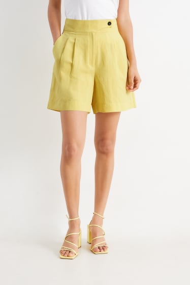 Dames - Korte broek - high waist - geel