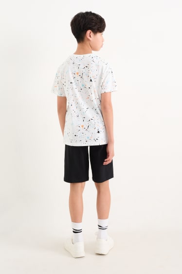 Children - Inkblot - short sleeve T-shirt and shorts - 2 piece - cremewhite