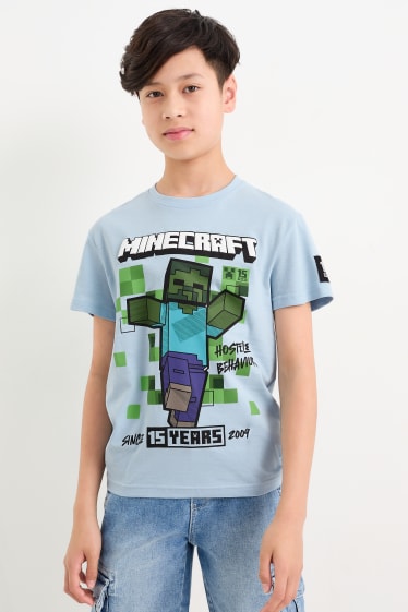 Dětské - Minecraft - tričko s krátkým rukávem - světle modrá