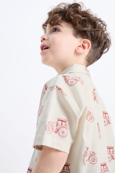 Bambini - Trattore - camicia - misto lino - beige chiaro