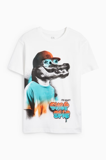 Kinderen - Krokodil - T-shirt - crème wit