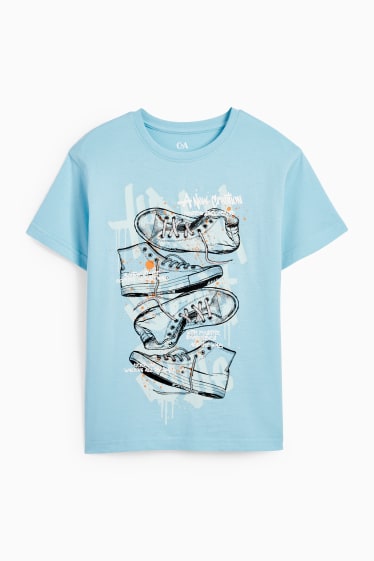 Bambini - T-shirt - motivo sneakers - azzurro