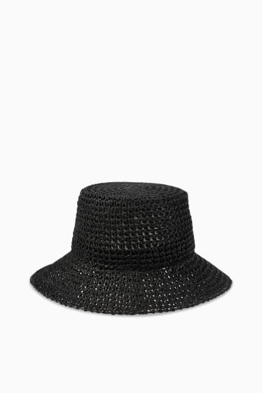 Dámské - Slaměný klobouk - černá