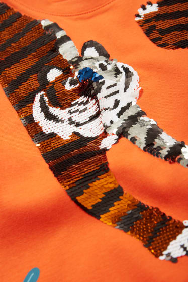 Copii - Tigru - tricou cu mânecă scurtă - aspect lucios - portocaliu