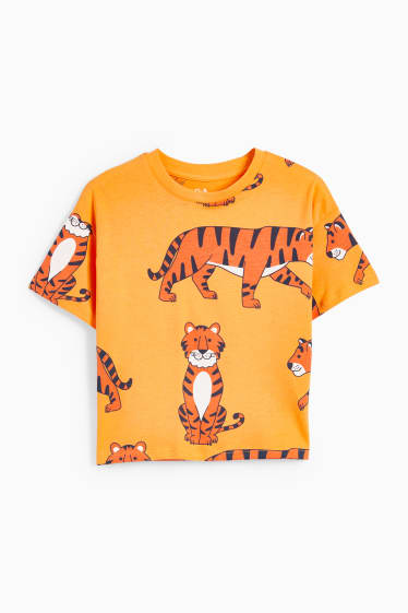 Dětské - Motiv tygra - tričko s krátkým rukávem - oranžová
