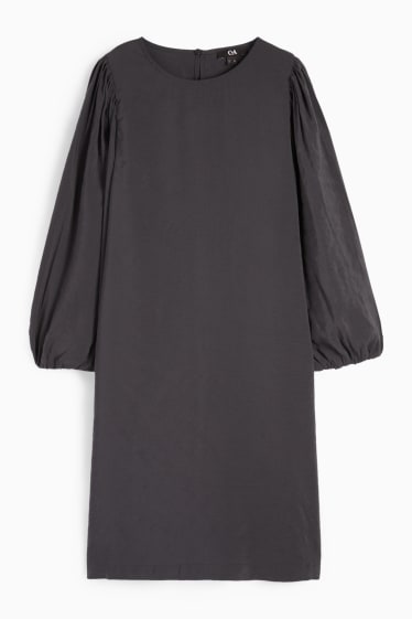 Damen - Kleid mit Puffärmeln - dunkelgrau