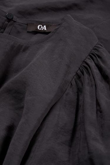 Damen - Kleid mit Puffärmeln - dunkelgrau