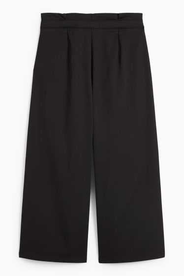 Femmes - Pantalon en toile - high waist - wide leg - noir