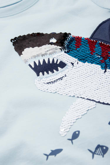 Children Boys - Shark - set - short sleeve T-shirt and sweat shorts - 2 piece - light blue